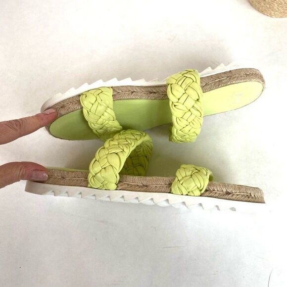 Marc Fisher Jaimee Lime Leather Slides Citron 7.5 - Picture 6 of 9